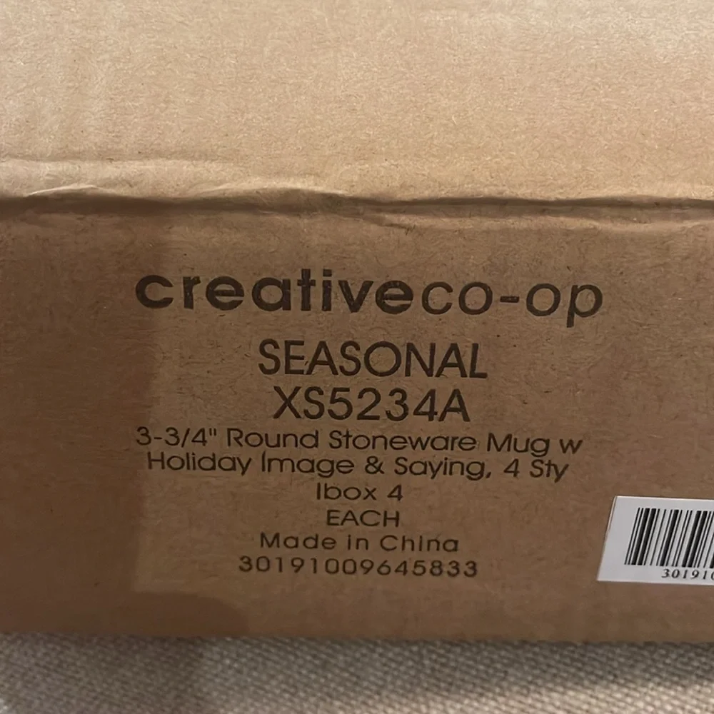 Set of Four Creative Co-op 12oz. Snowman, Angel, Wreath & Santa Mugs/NWT